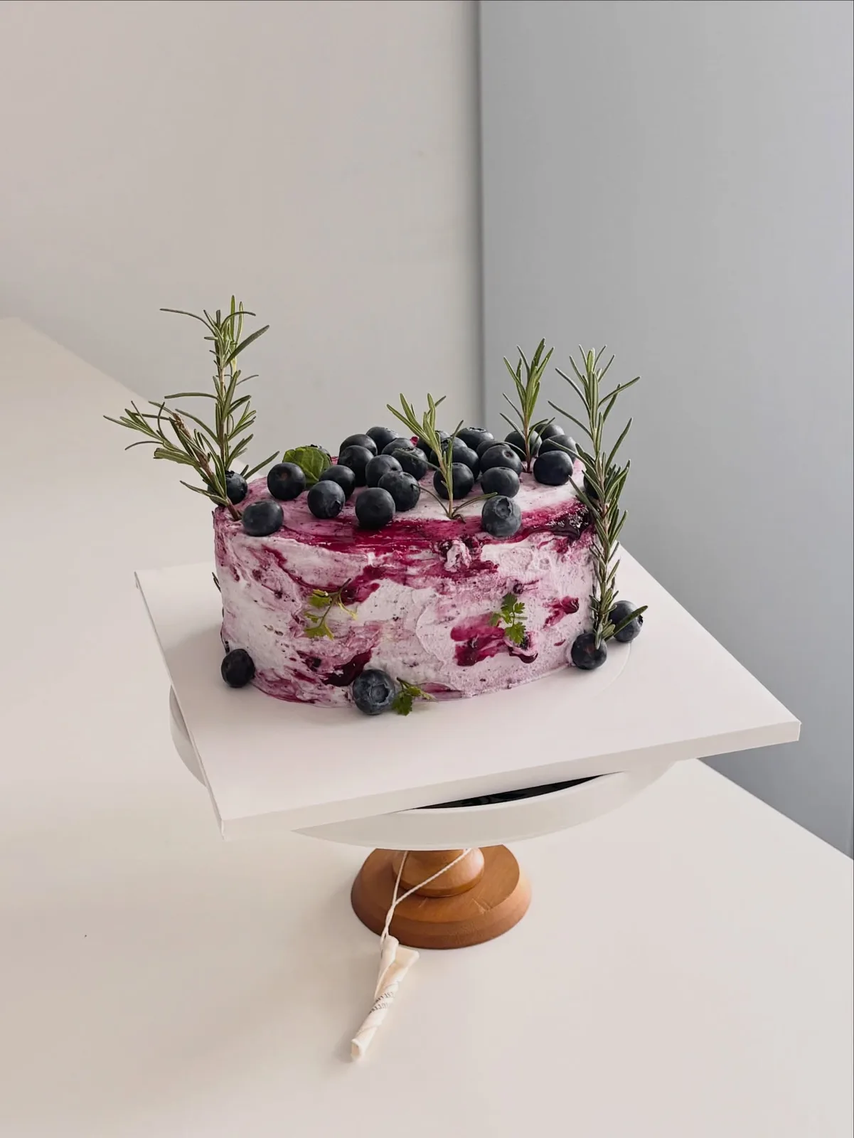Blueberry cream cake with fresh berries and rosemary, custom cake made in Streatham SW16 - Danine Cakes