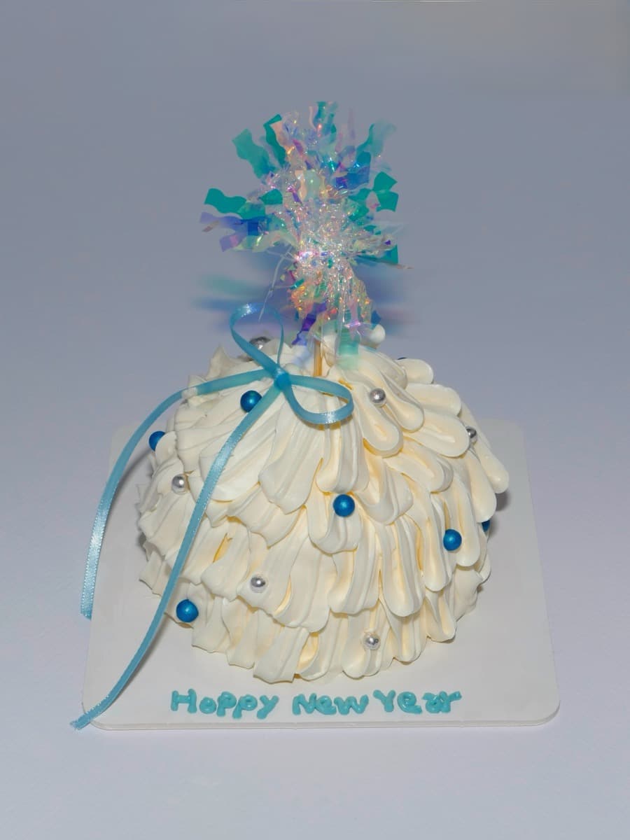 Happy New Year dome with holographic topper