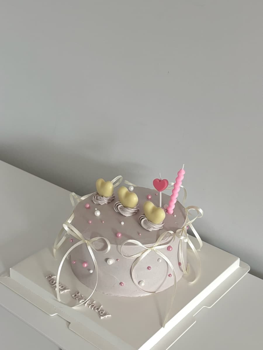 Dusty pink with heart chocolates on top